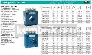 Трансформатор тока ТТИ-А 125/5А с шиной  5ВА класс точности 0.5