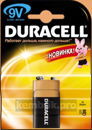 Батарейка Duracell 6lr61 (6lf22) bp1  9В 1шт. (крона)